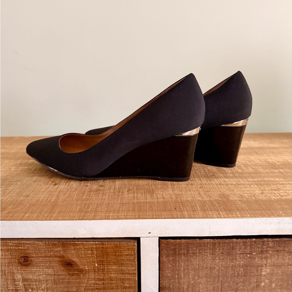 Calvin Klein Classic Black Wedge Heels - Picture 4 of 9
